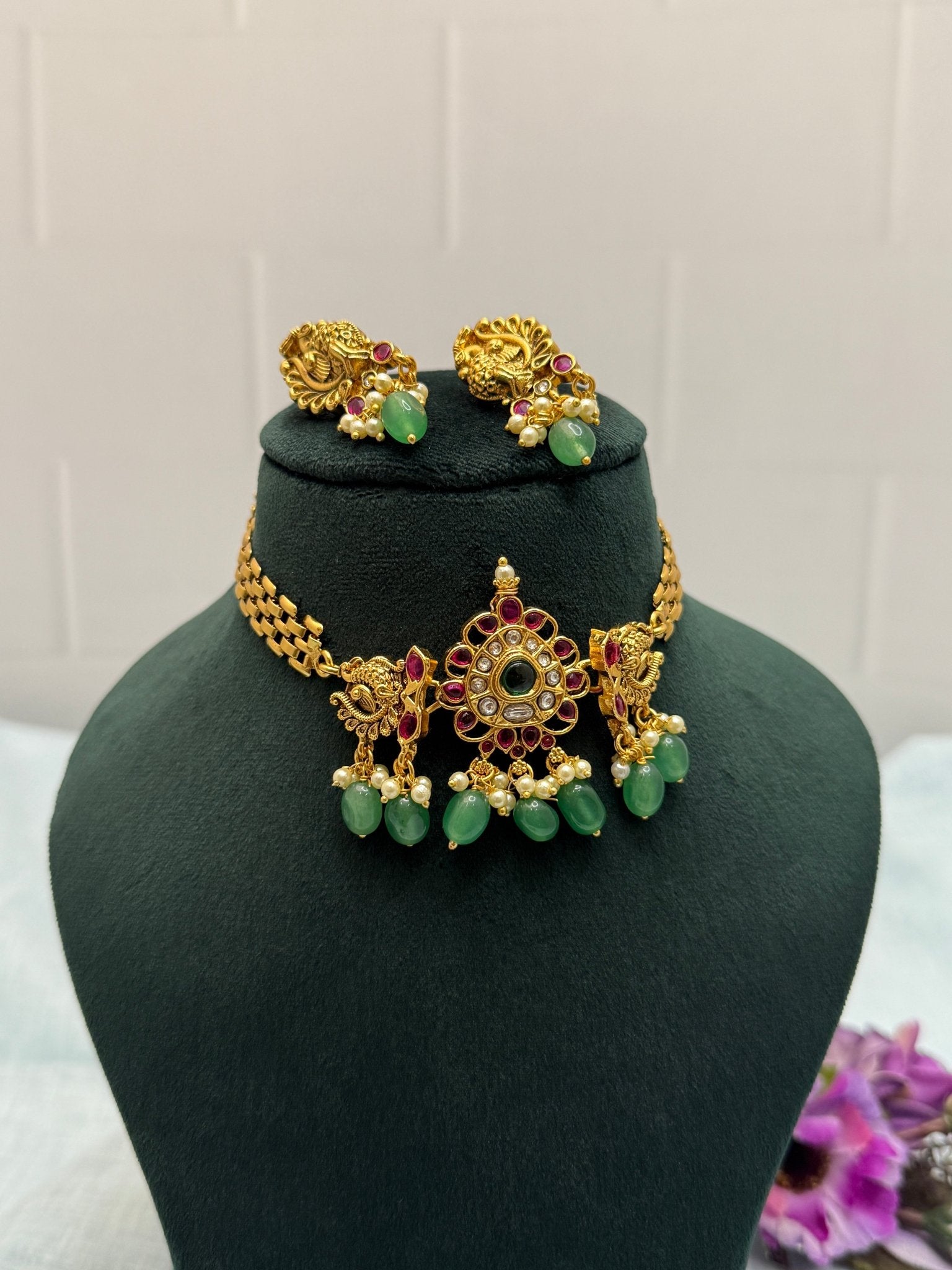 Designer Antique Choker Necklace Set 641 - Mahilas