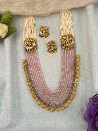 Designer Antique Crystal Long Necklace Set 0619 - Mahilas
