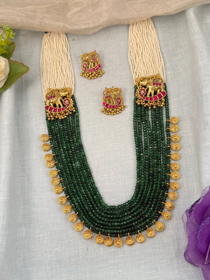 Designer Antique Crystal Long Necklace Set 0620 - Mahilas