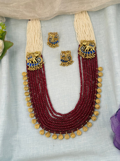 Designer Antique Crystal Long Necklace Set 0621 - Mahilas