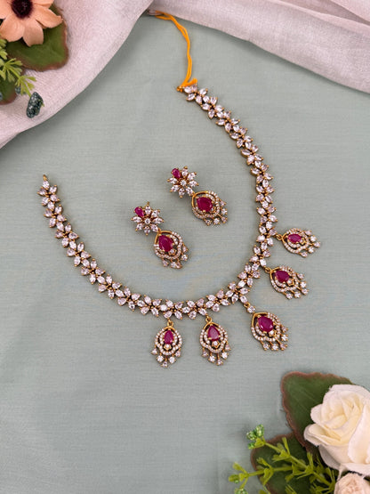 Designer Antique Gold Stone Necklace Set 675 - Mahilas
