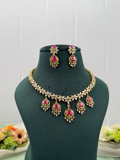 Designer Antique Gold Stone Necklace Set 675 - Mahilas