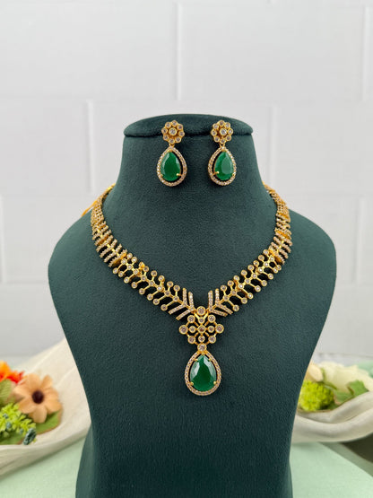 Designer Antique Gold Stone Necklace Set 678 - Mahilas