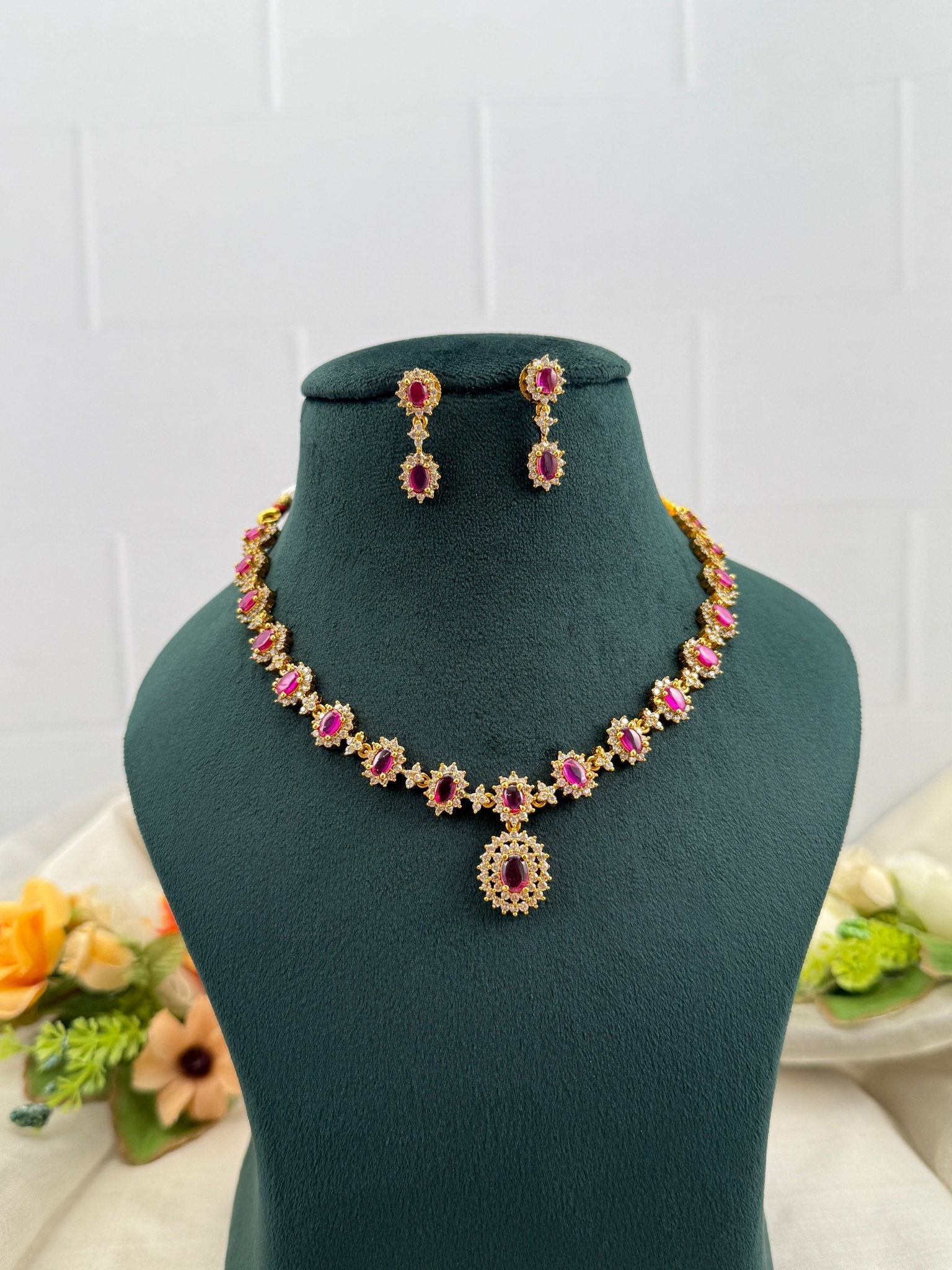 Designer Antique Gold Stone Necklace Set 681 - Mahilas