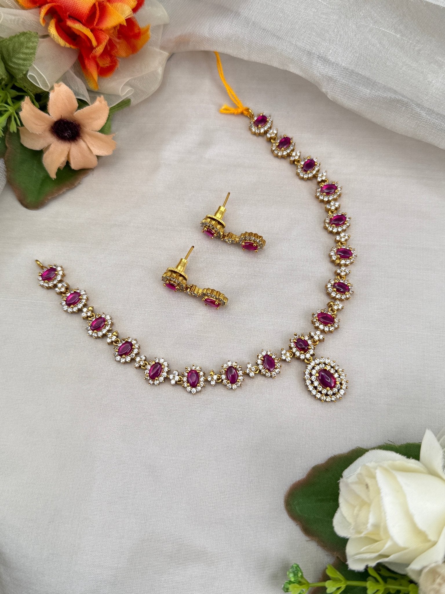 Designer Antique Gold Stone Necklace Set 681 - Mahilas
