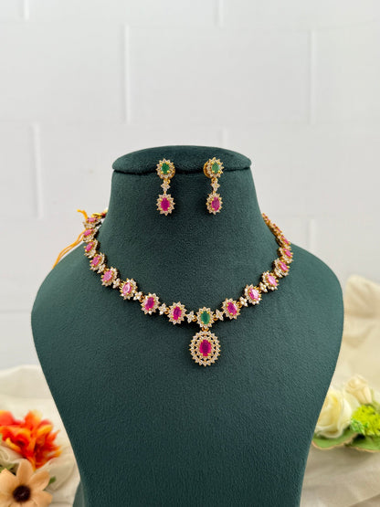 Designer Antique Gold Stone Necklace Set 683 - Mahilas