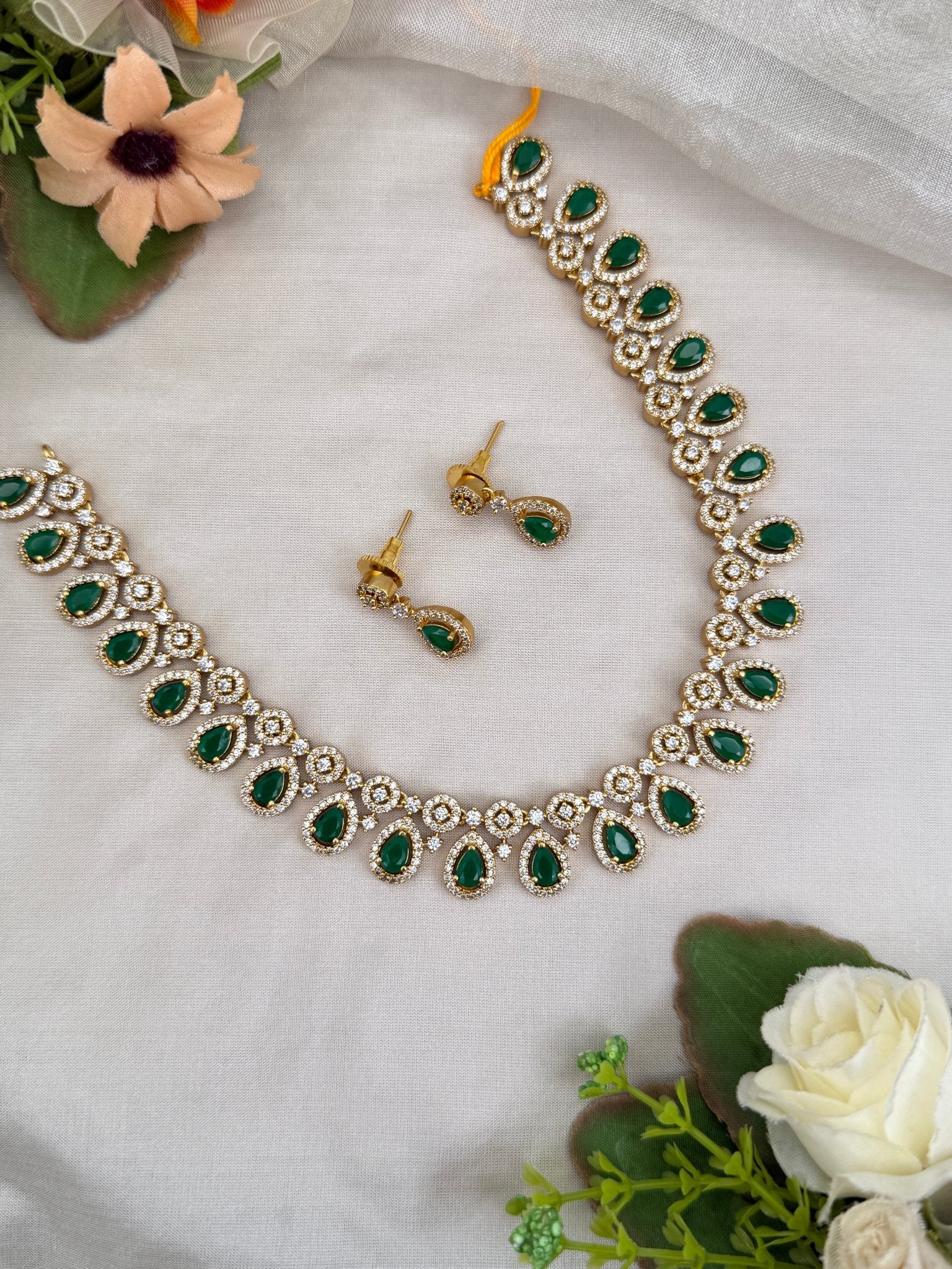 Designer Antique Gold Stone Necklace Set 686 - Mahilas