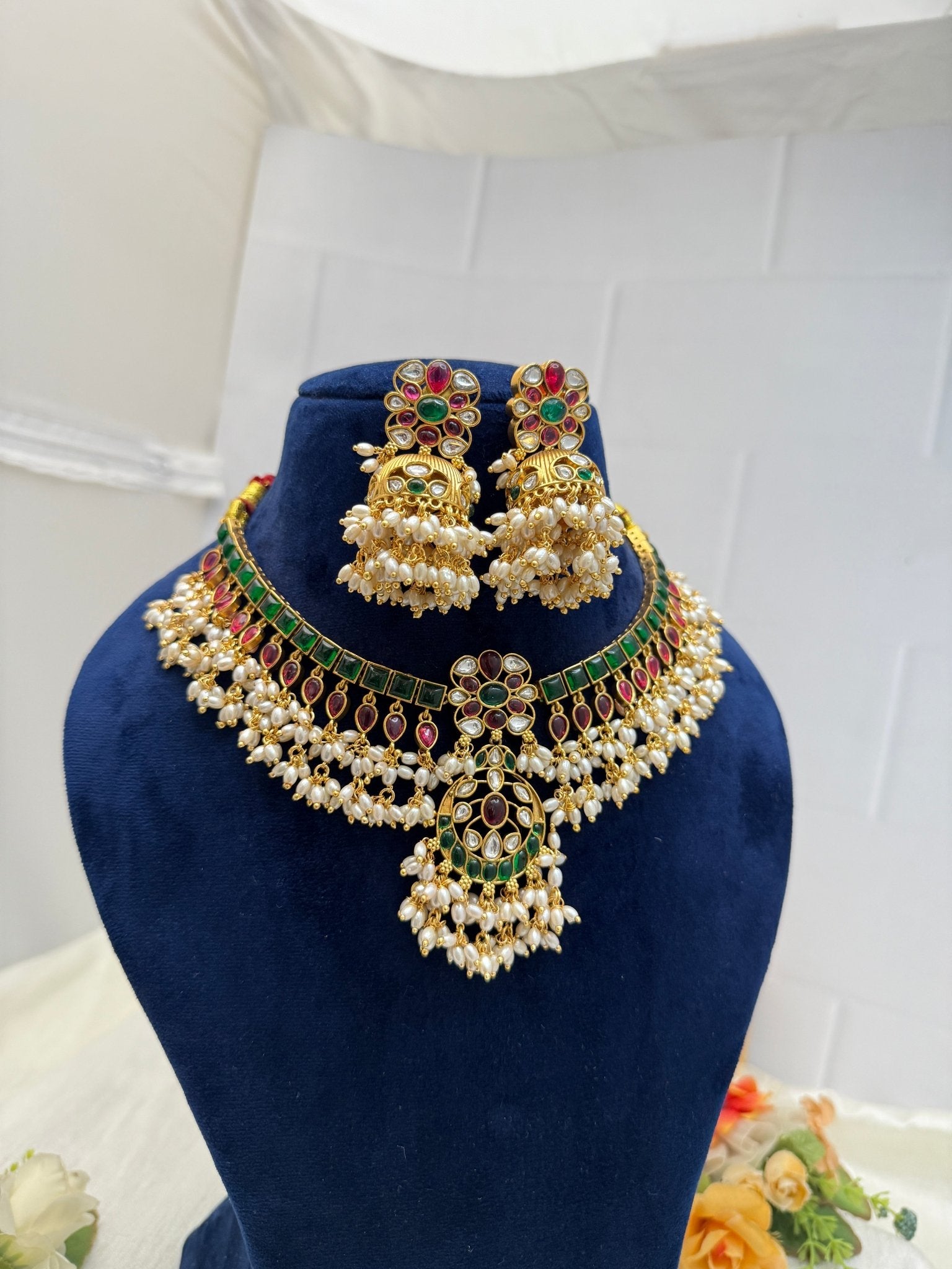 Designer Antique Guttapasula Necklace Set 375 - Mahilas