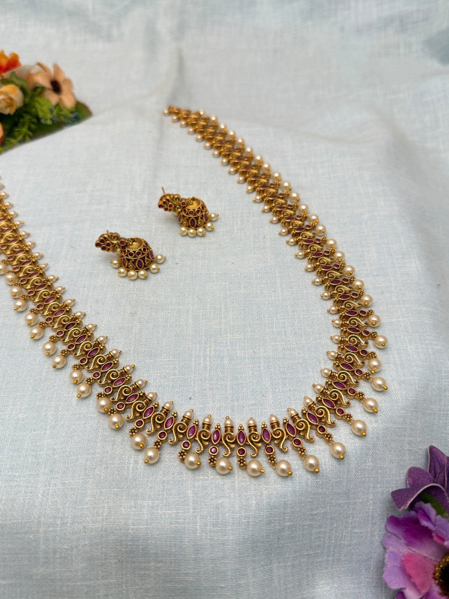 Designer Antique Long Necklace Set 569 - Mahilas