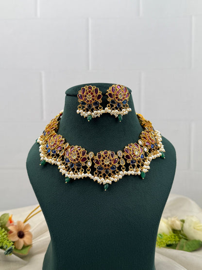 Designer Antique Necklace Set 734 - Mahilas