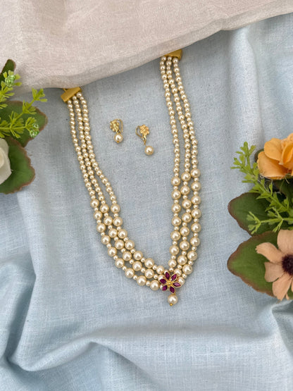 Designer Antique Pearl Layer Short Necklace Set 1043 - Mahilas