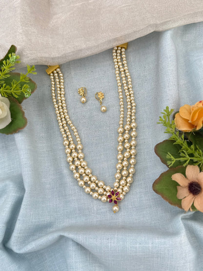 Designer Antique Pearl Layer Short Necklace Set 1043 - Mahilas