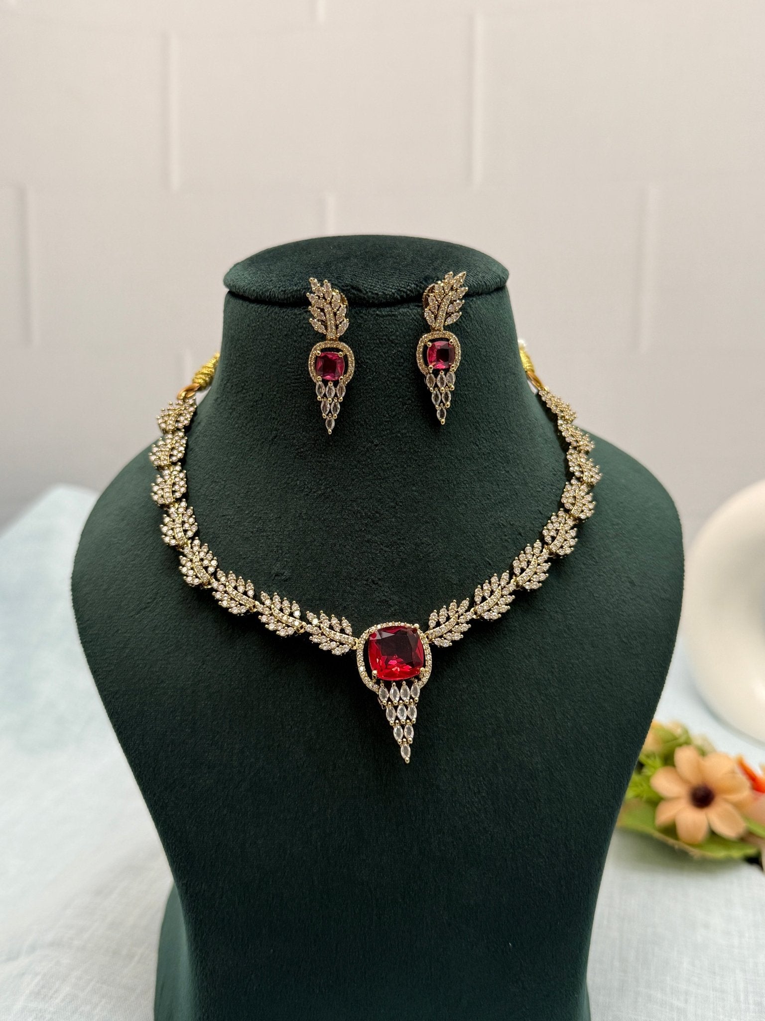 Designer Antique Stone Necklace Set 644 - Mahilas
