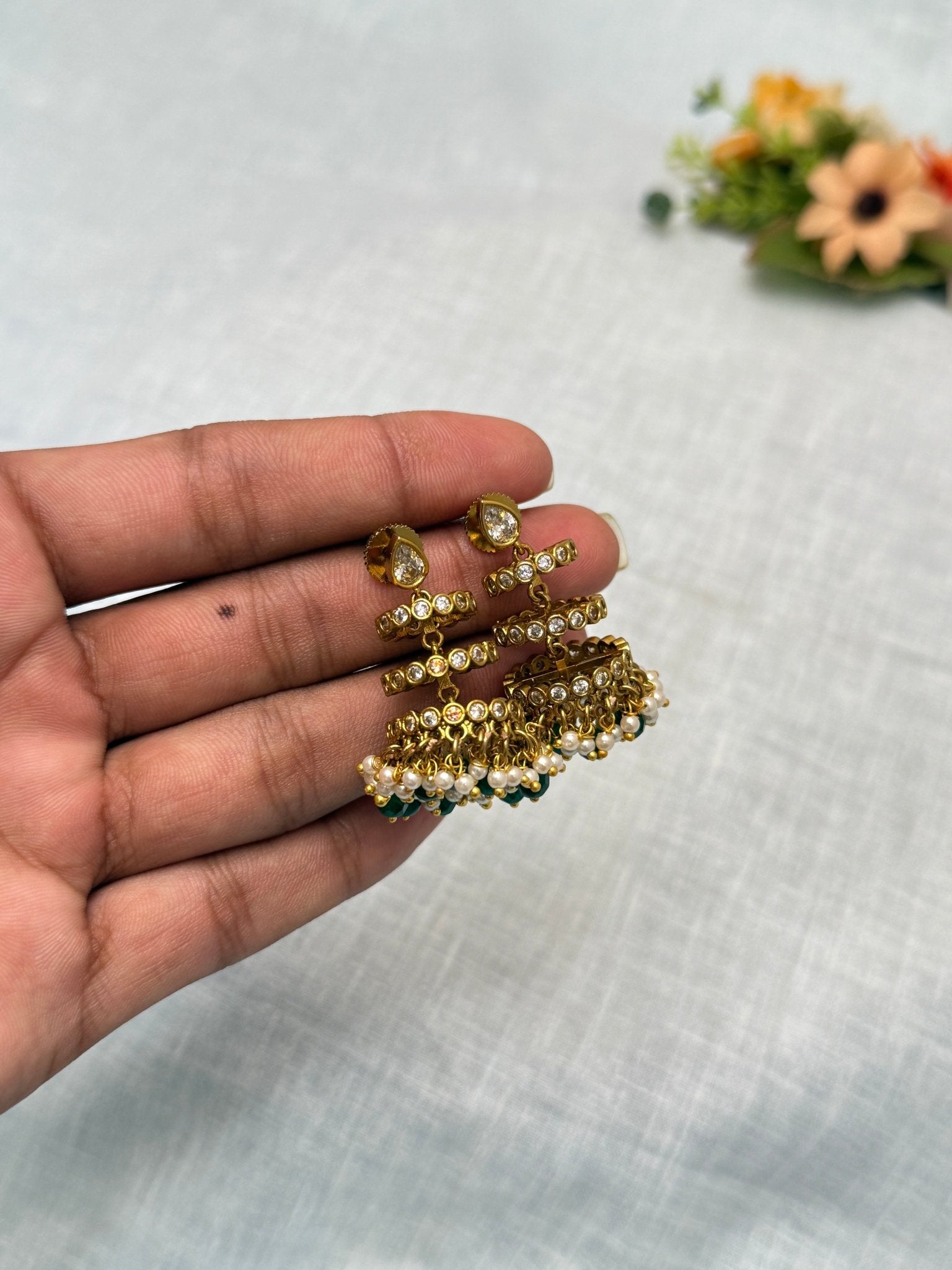 Designer Antique Victorian Jhumka Earrings 0185 - Mahilas