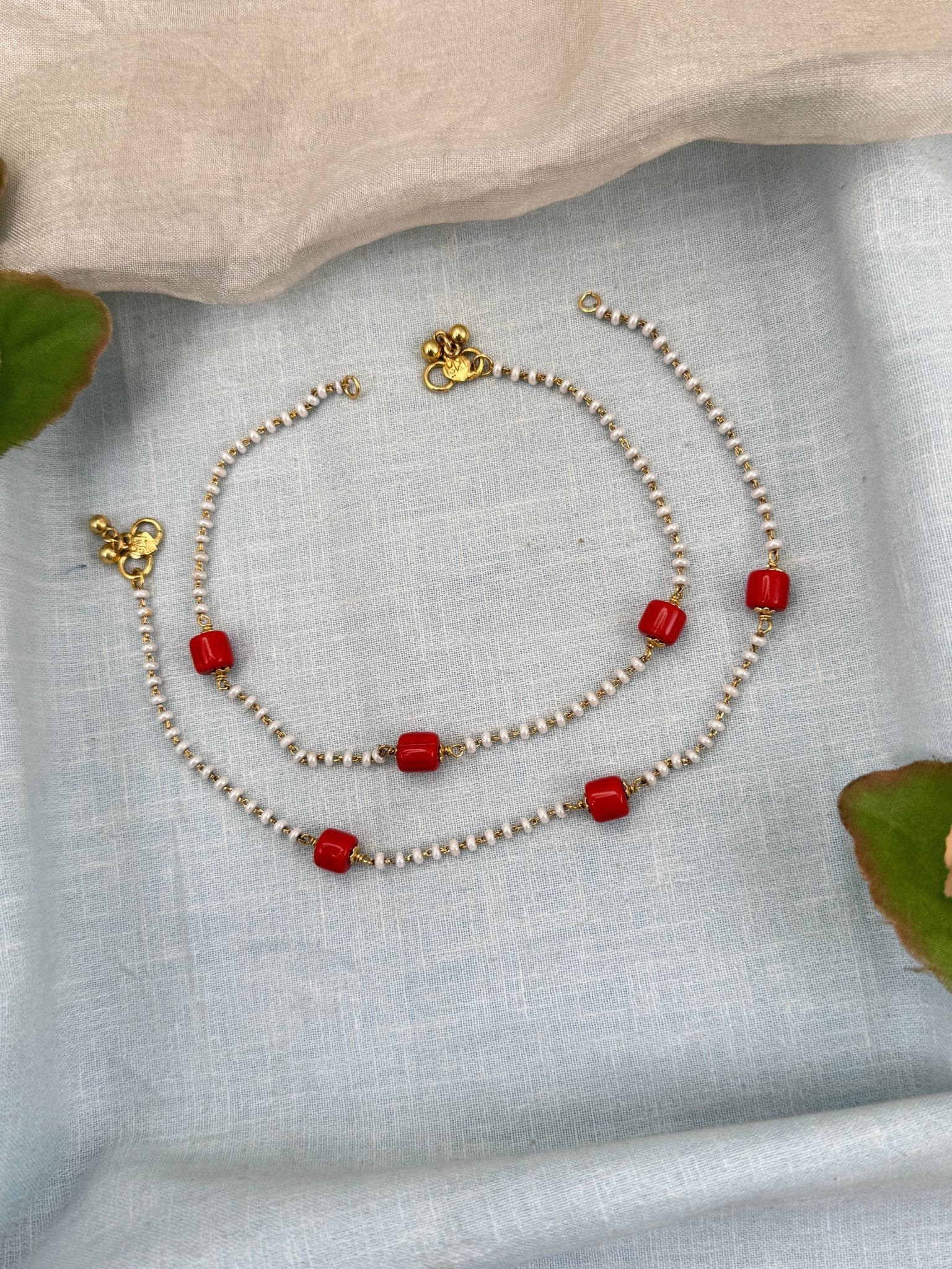 Designer Coral Beads Payal Anklet 0296 - Mahilas