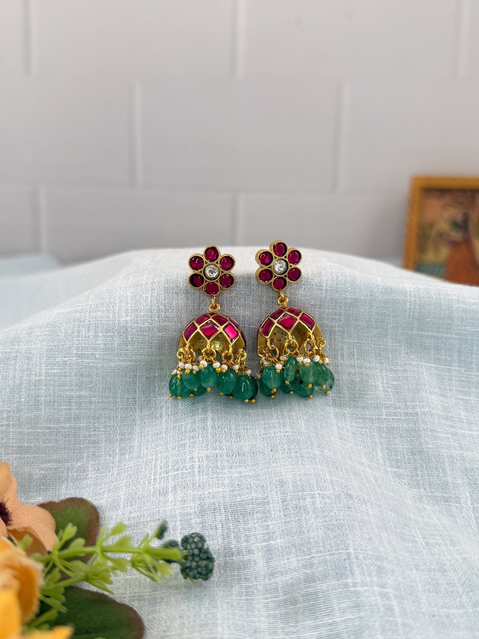 Designer Jadau Kundan Earrings 1208 - Mahilas
