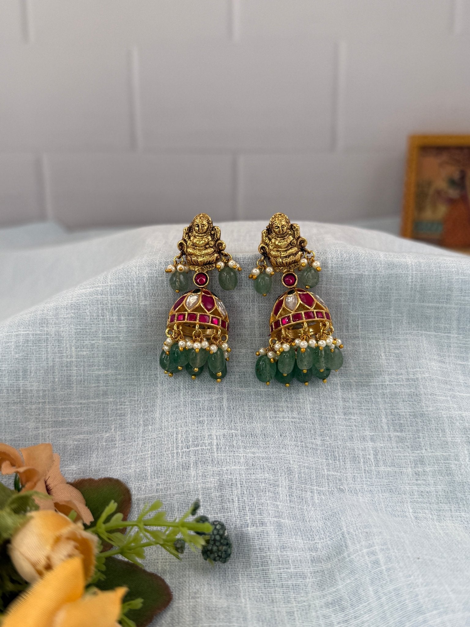 Designer Jadau Kundan Earrings 1210 - Mahilas