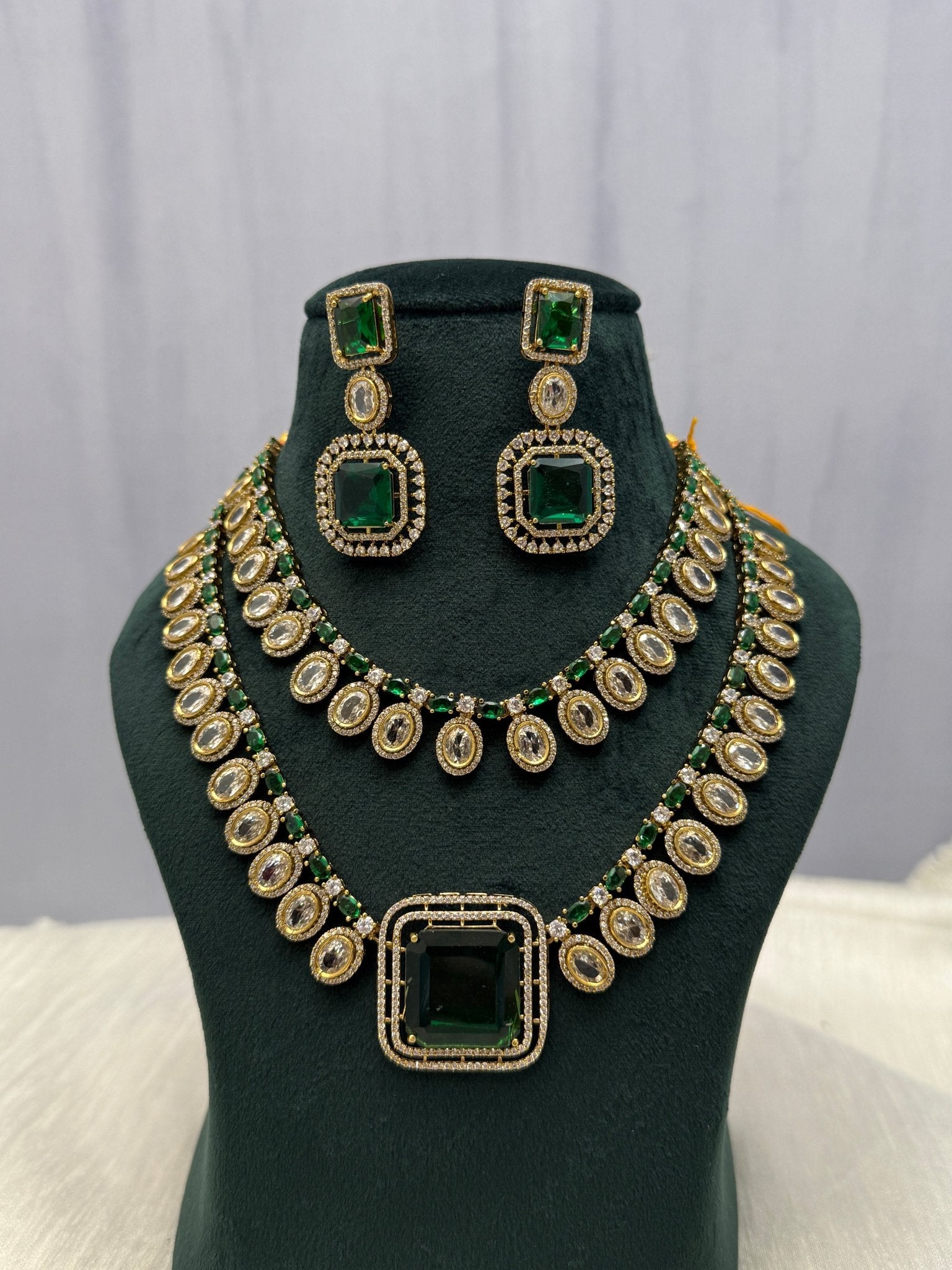 Designer Kundan Victorian Stone Necklace Set 1095 - 3 Colors - Mahilas