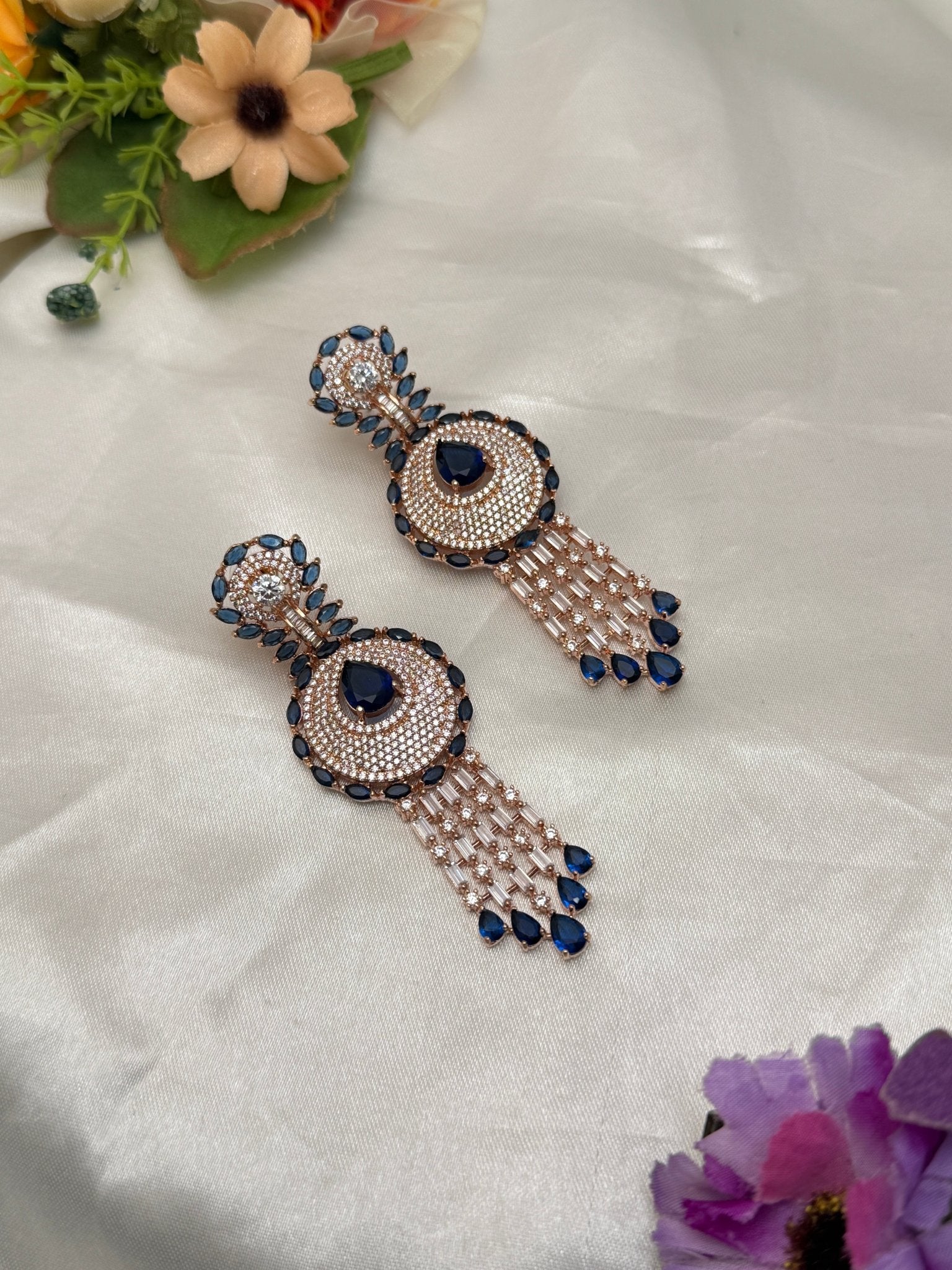 Designer Rose Gold Stone Earrings 0103 - Mahilas