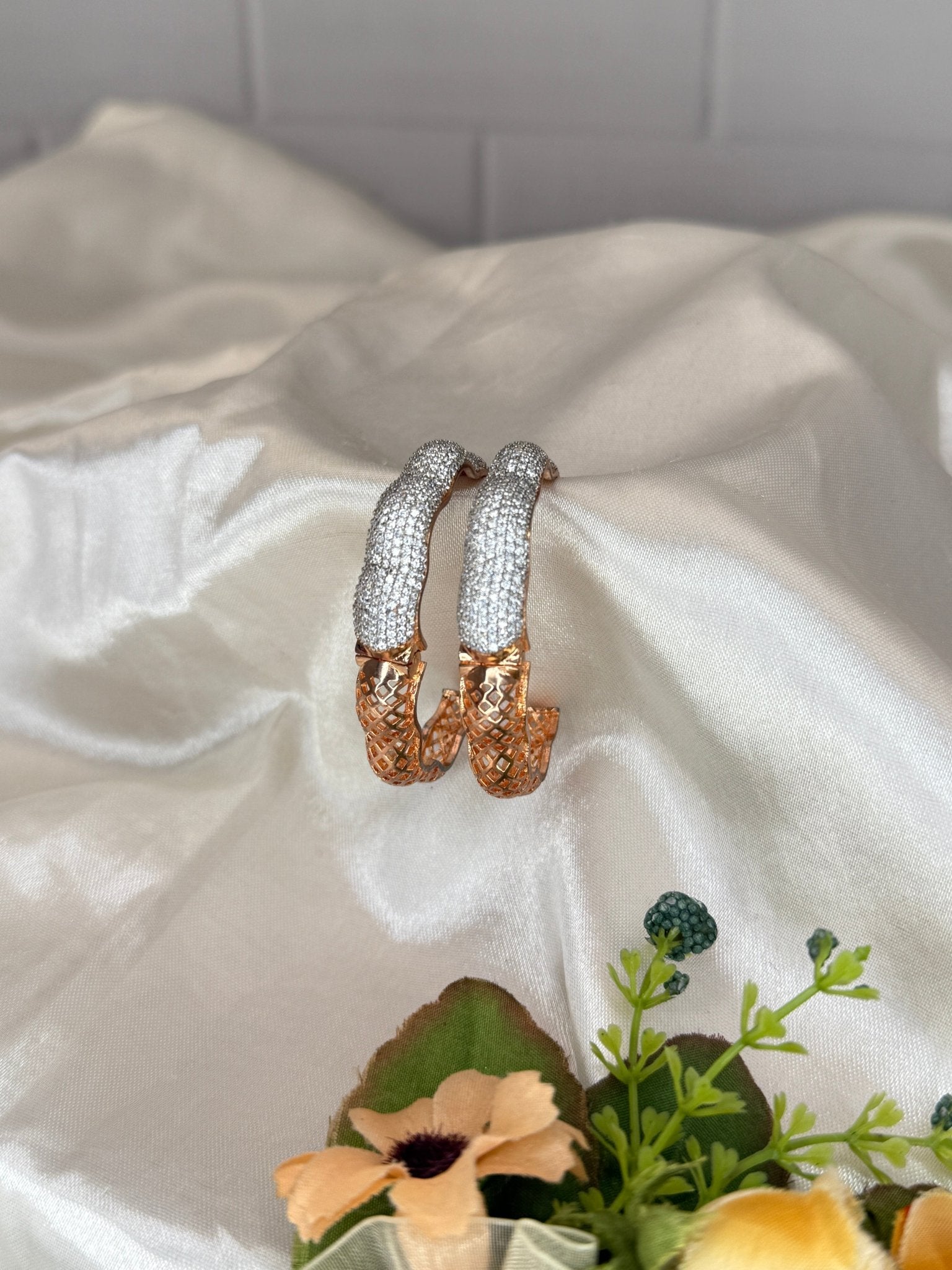 Designer Rose Gold Stone Earrings 0116 - Mahilas