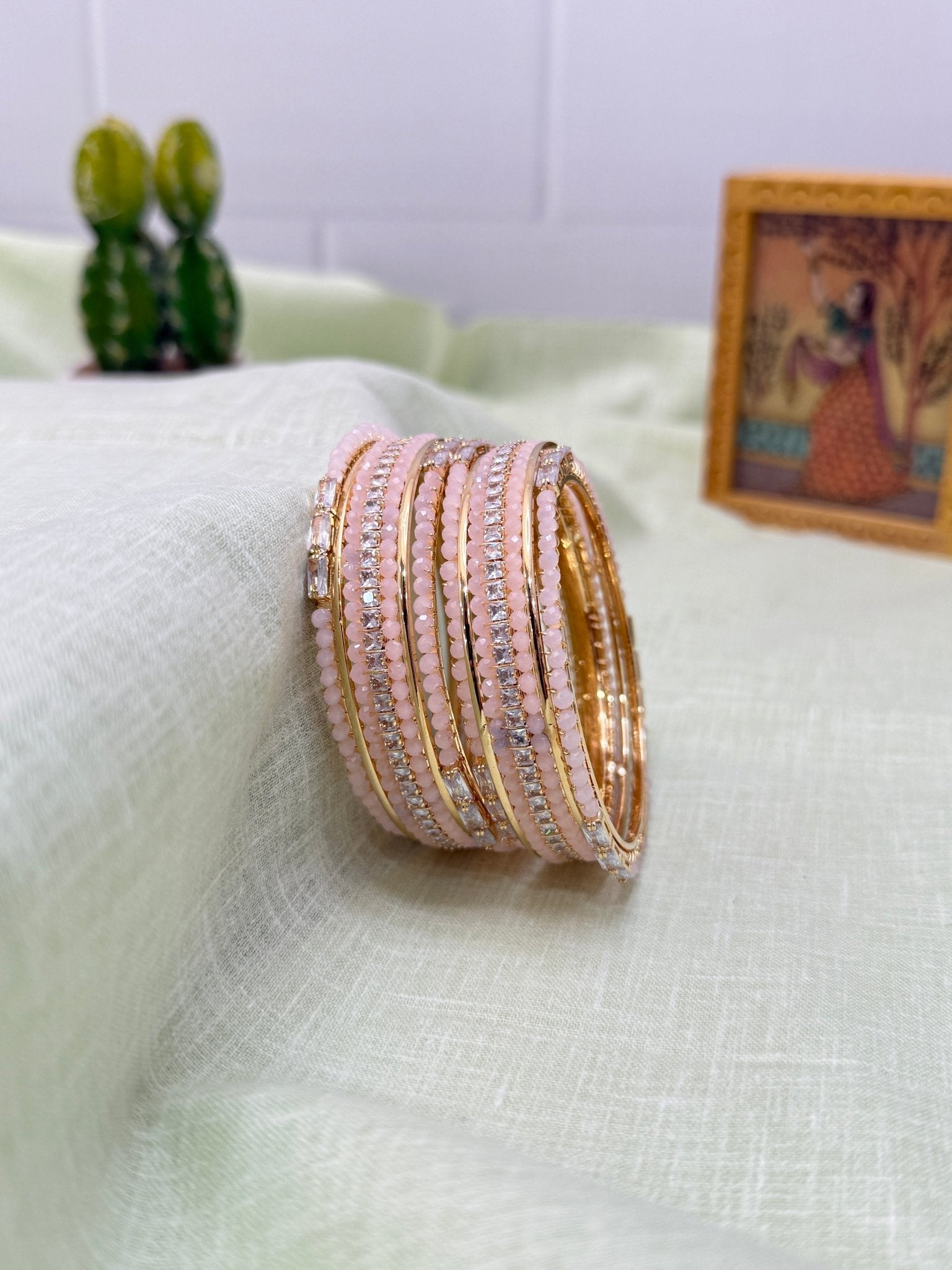 Designer Stone Bangles Set - 4 Colors - 0319 - Mahilas