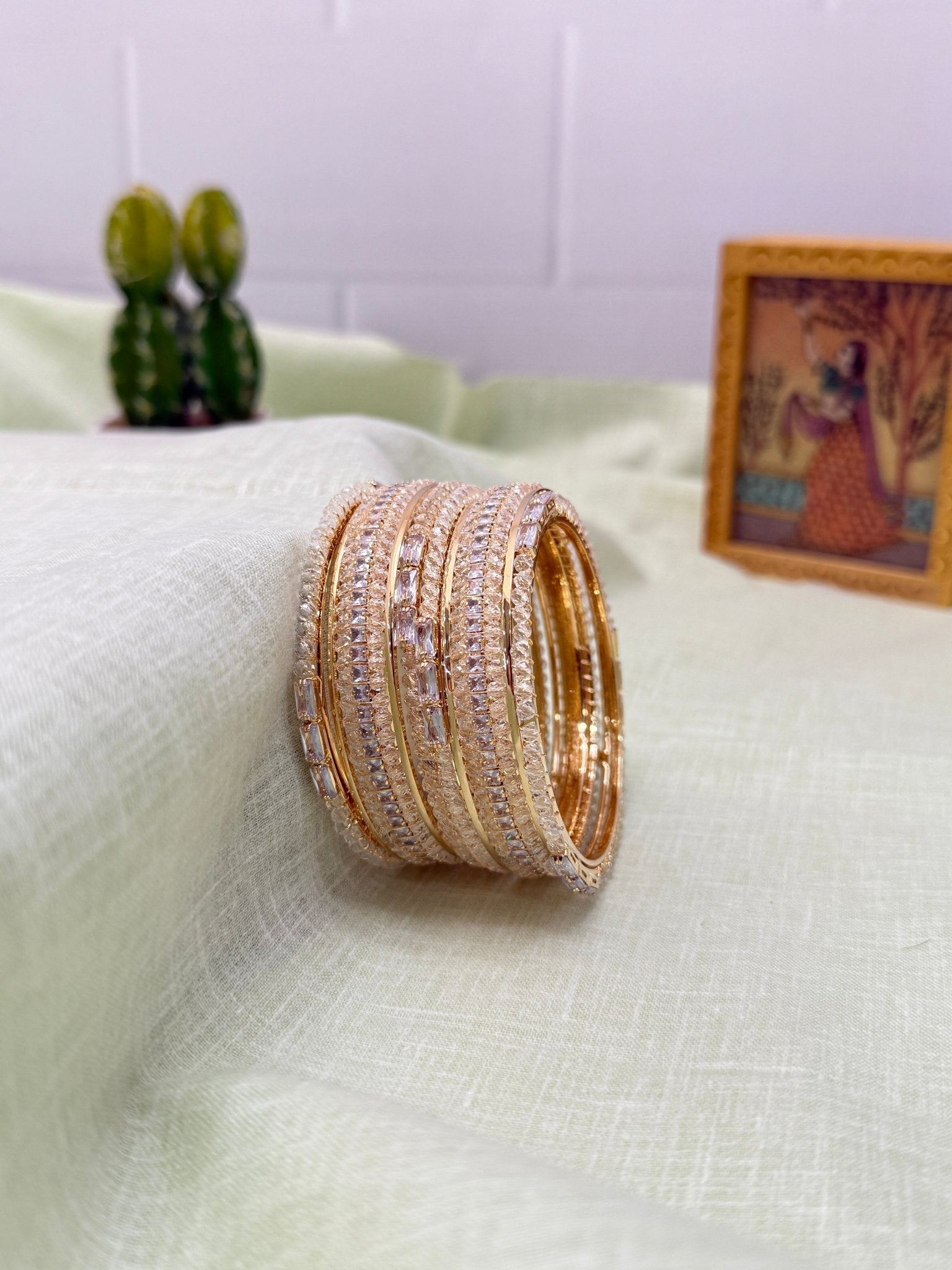 Designer Stone Bangles Set - 4 Colors - 0319 - Mahilas