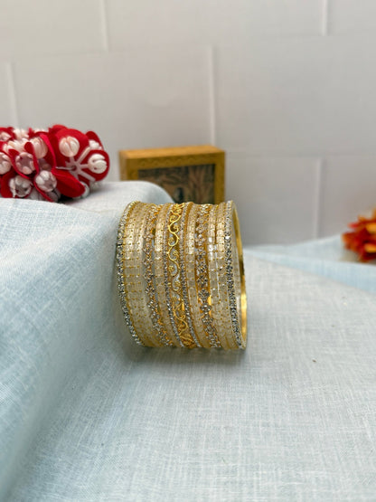 Designer Stone & Glass Bangle Set In 20 Color Options - 5167 - Mahilas