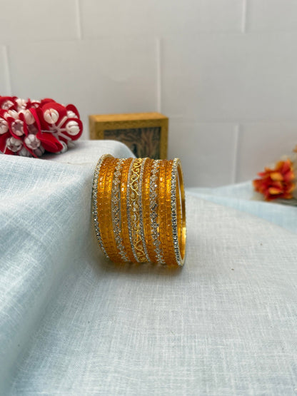 Designer Stone & Glass Bangle Set In 20 Color Options - 5167 - Mahilas