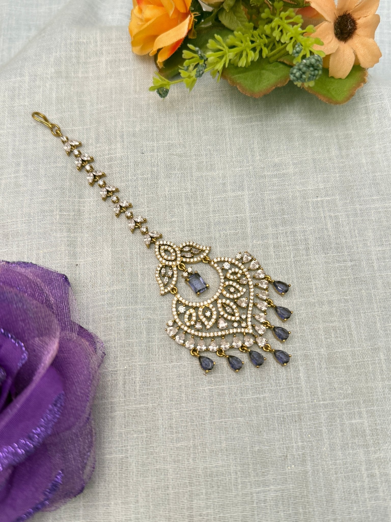 Designer Stone Maang Teeka 4153 - Mahilas