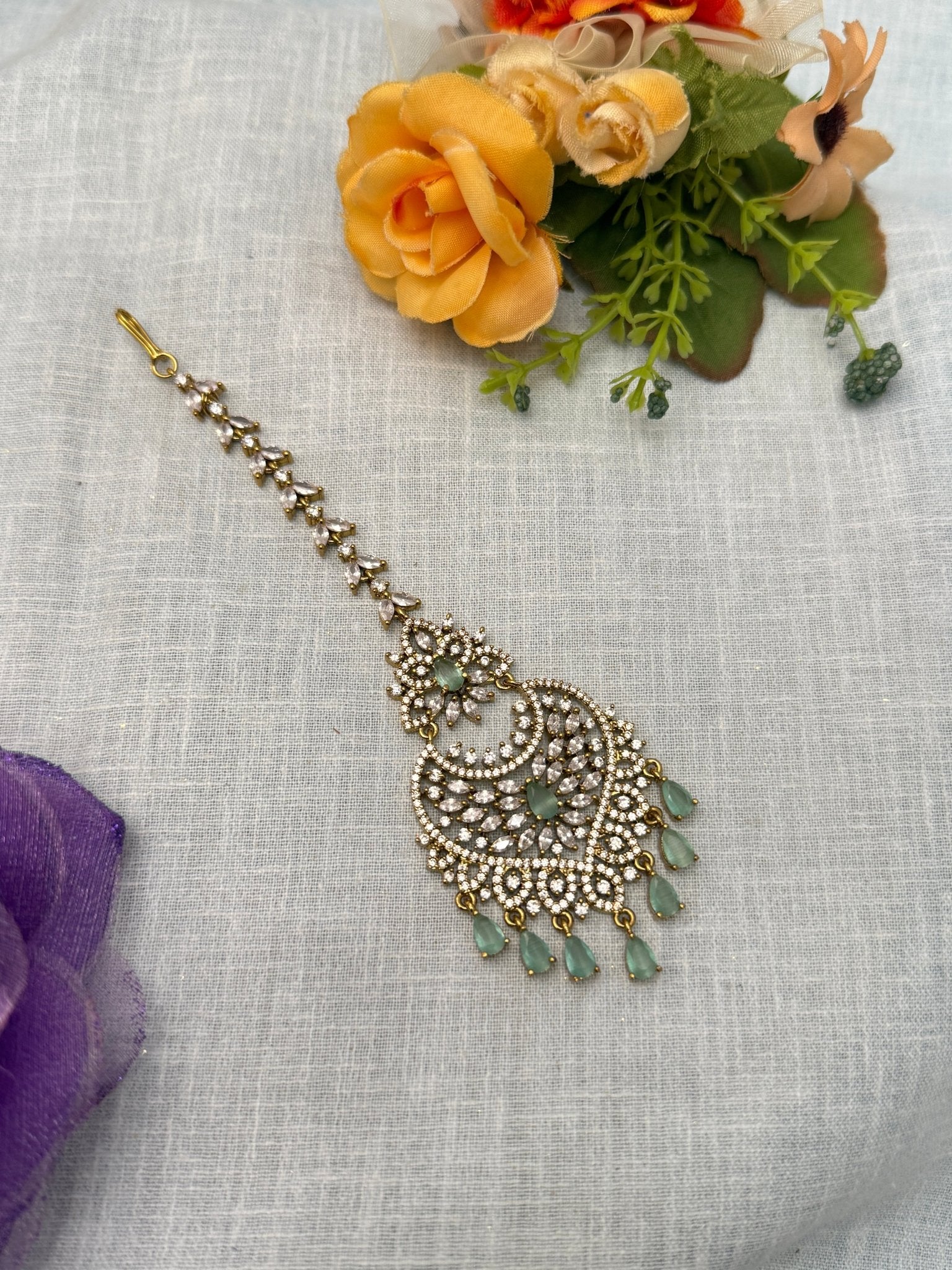 Designer Stone Maang Teeka 4155 - Mahilas