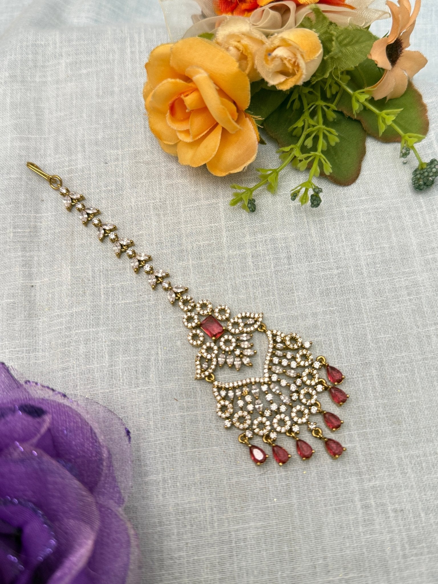 Designer Stone Maang Teeka 4156 - Mahilas