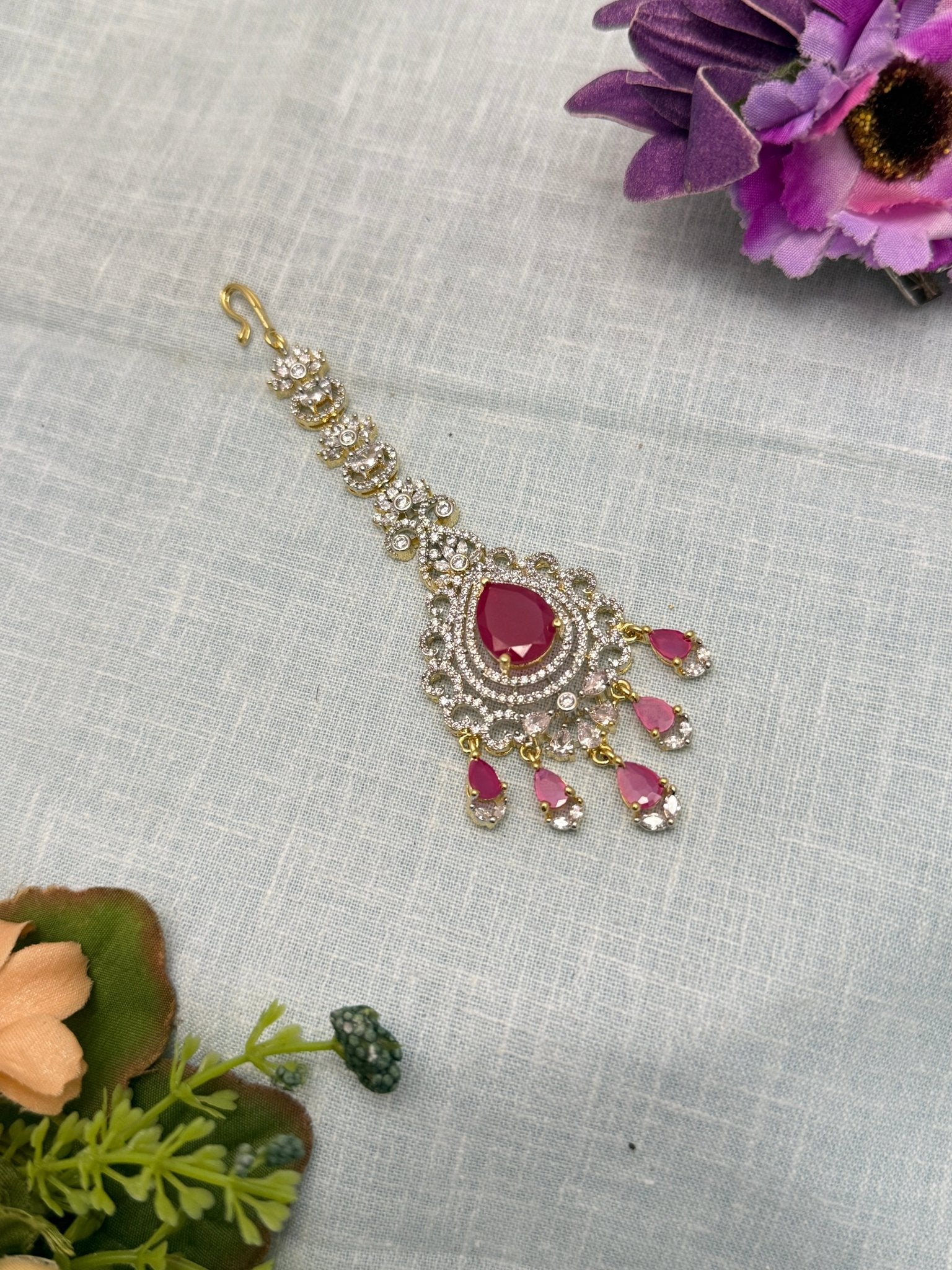Designer Stone Maang Teeka 4198 - Mahilas