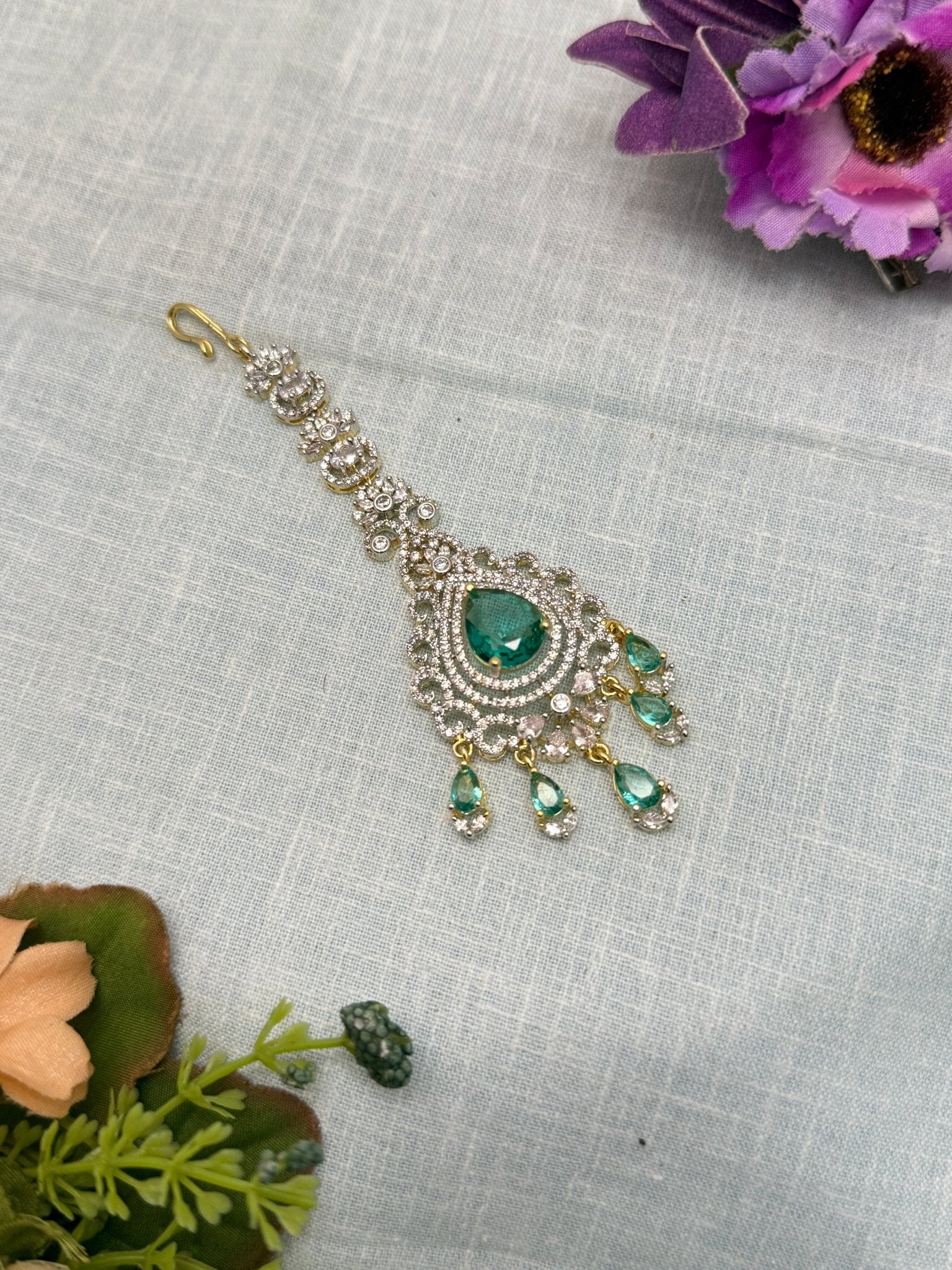 Designer Stone Maang Teeka 4199 - Mahilas