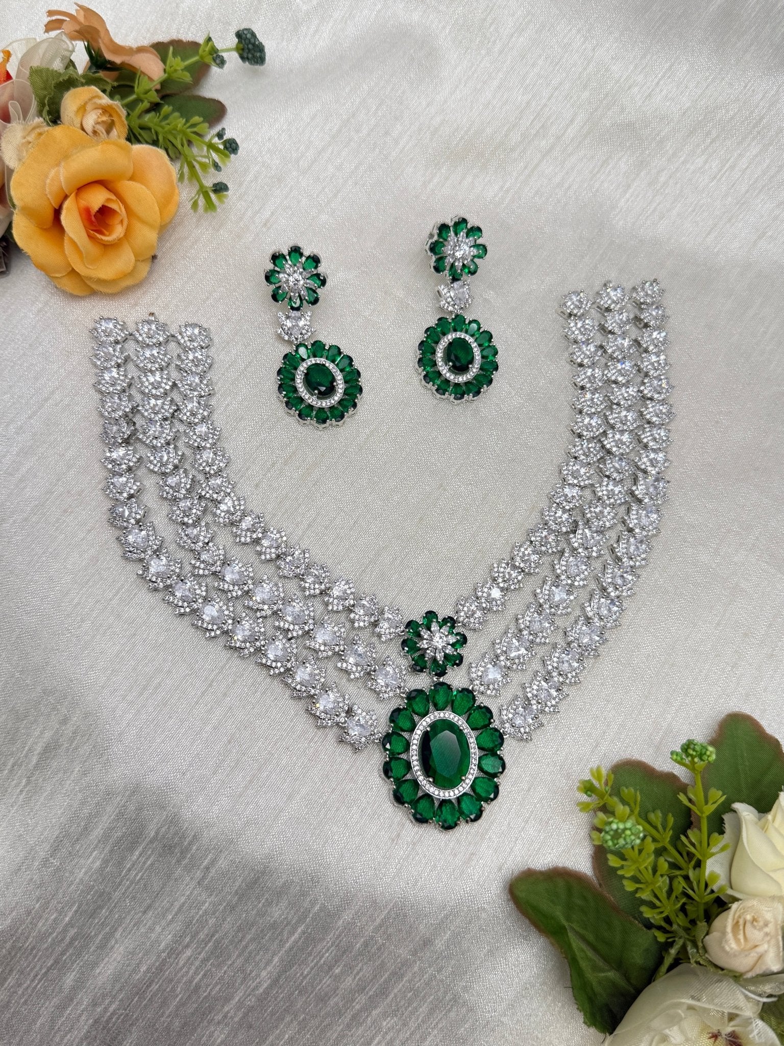 Designer Stone Necklace Set 0766 - 7 Colors - Mahilas