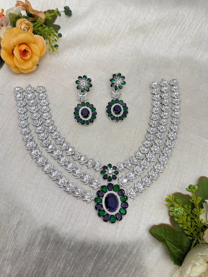 Designer Stone Necklace Set 0766 - 7 Colors - Mahilas