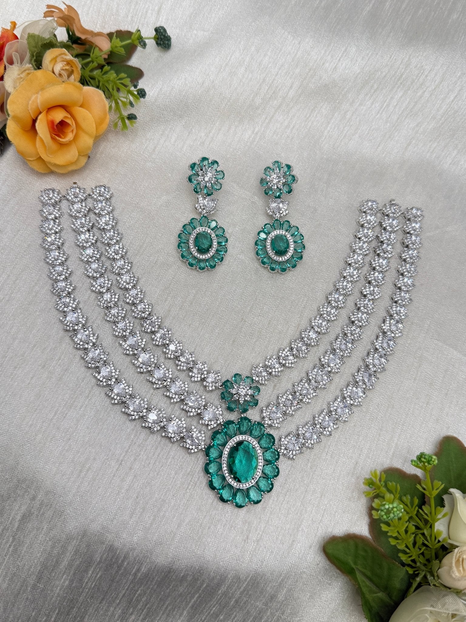 Designer Stone Necklace Set 0766 - 7 Colors - Mahilas