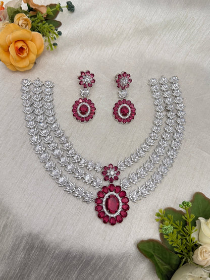 Designer Stone Necklace Set 0766 - 7 Colors - Mahilas