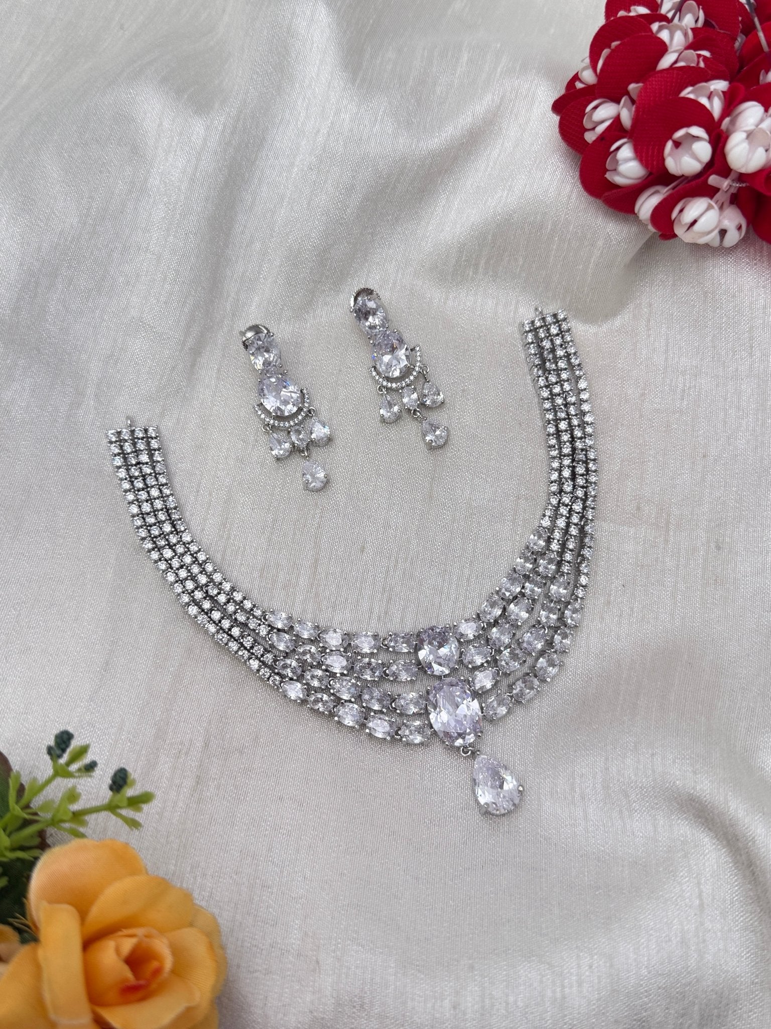 Designer Stone Necklace Set 0770 - 6 Colors - Mahilas
