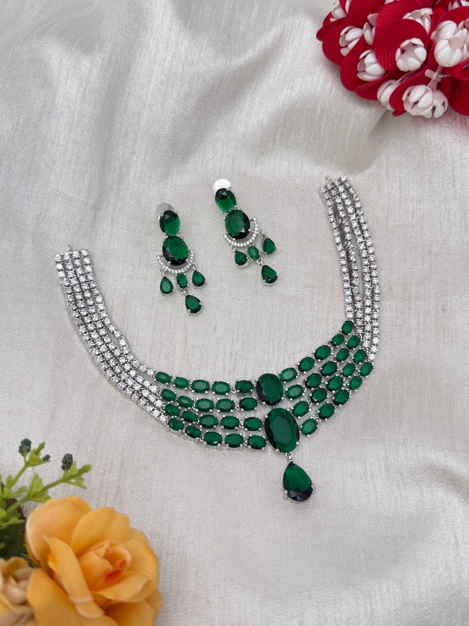Designer Stone Necklace Set 0770 - 6 Colors - Mahilas