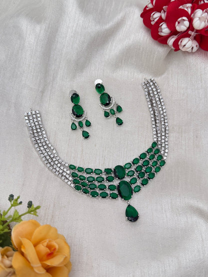 Designer Stone Necklace Set 0770 - 6 Colors - Mahilas