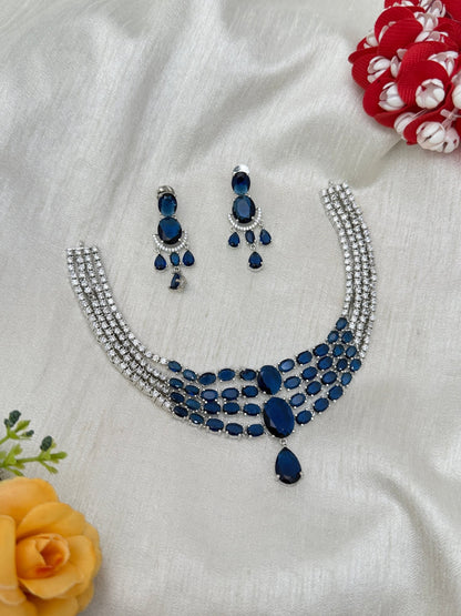 Designer Stone Necklace Set 0770 - 6 Colors - Mahilas