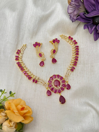 Designer Stone Necklace Set 0771 - 6 Colors - Mahilas