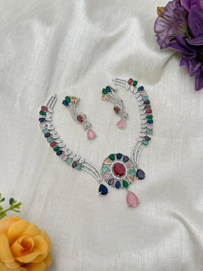Designer Stone Necklace Set 0771 - 6 Colors - Mahilas