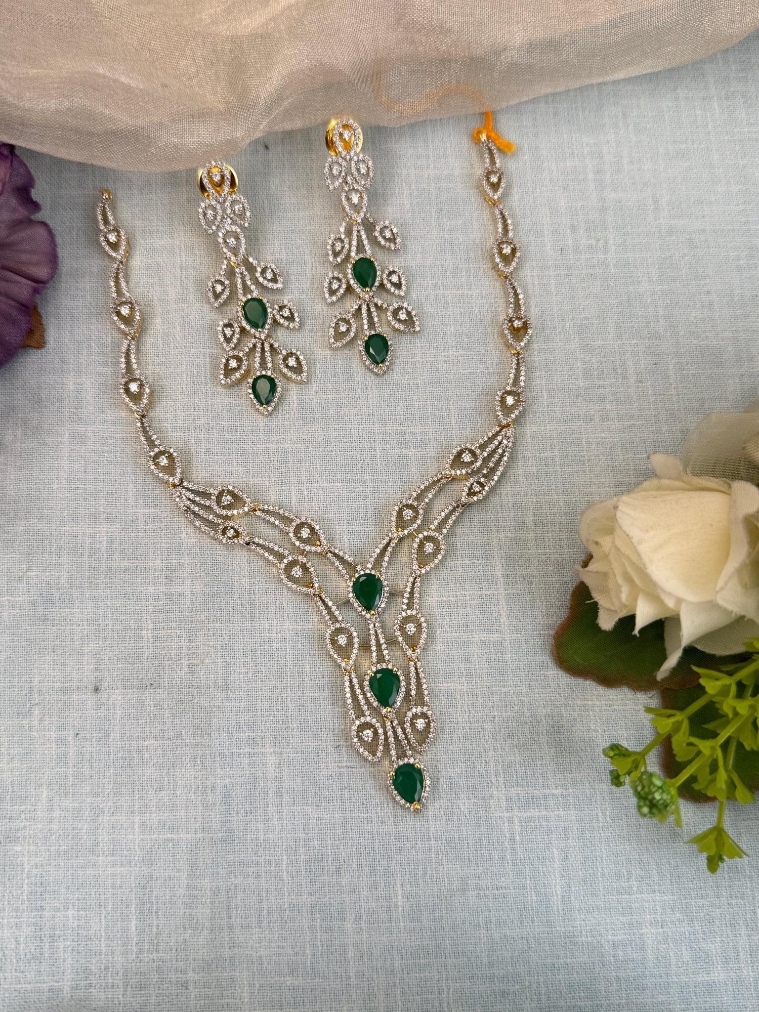 Designer Stone Short Necklace Set 518 - Mahilas