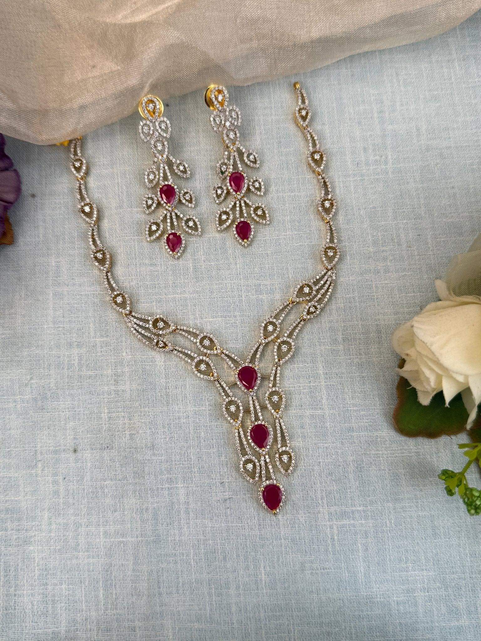 Designer Stone Short Necklace Set 519 - Mahilas