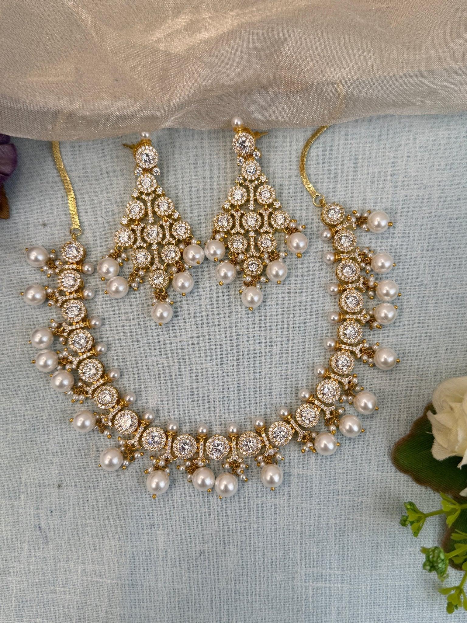 Designer Stone Short Necklace Set 521 - Mahilas