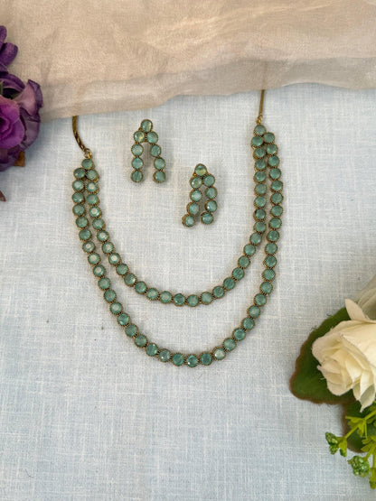 Designer Stone Short Necklace Set 522 - Mahilas