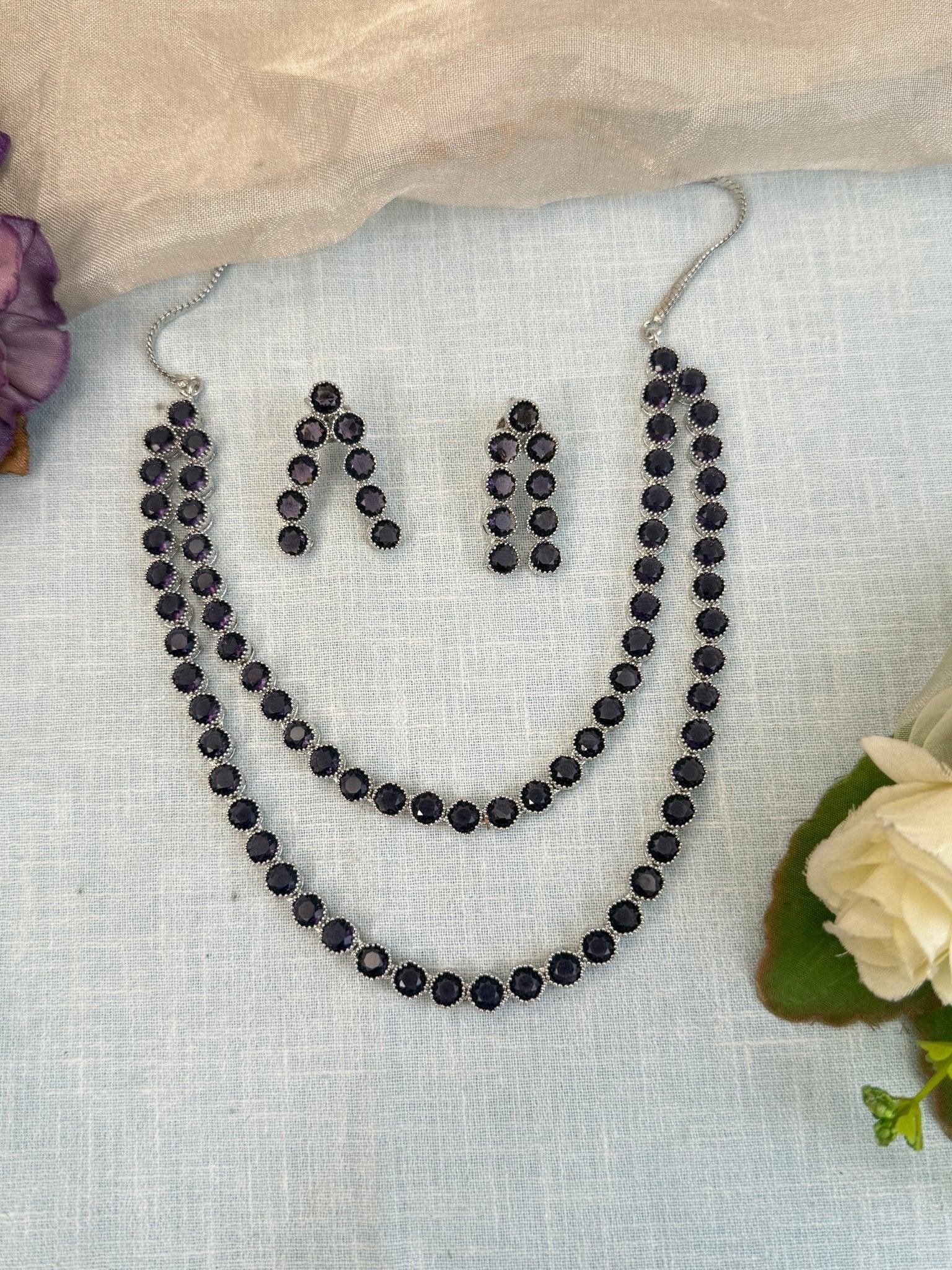 Designer Stone Short Necklace Set 523 - Mahilas