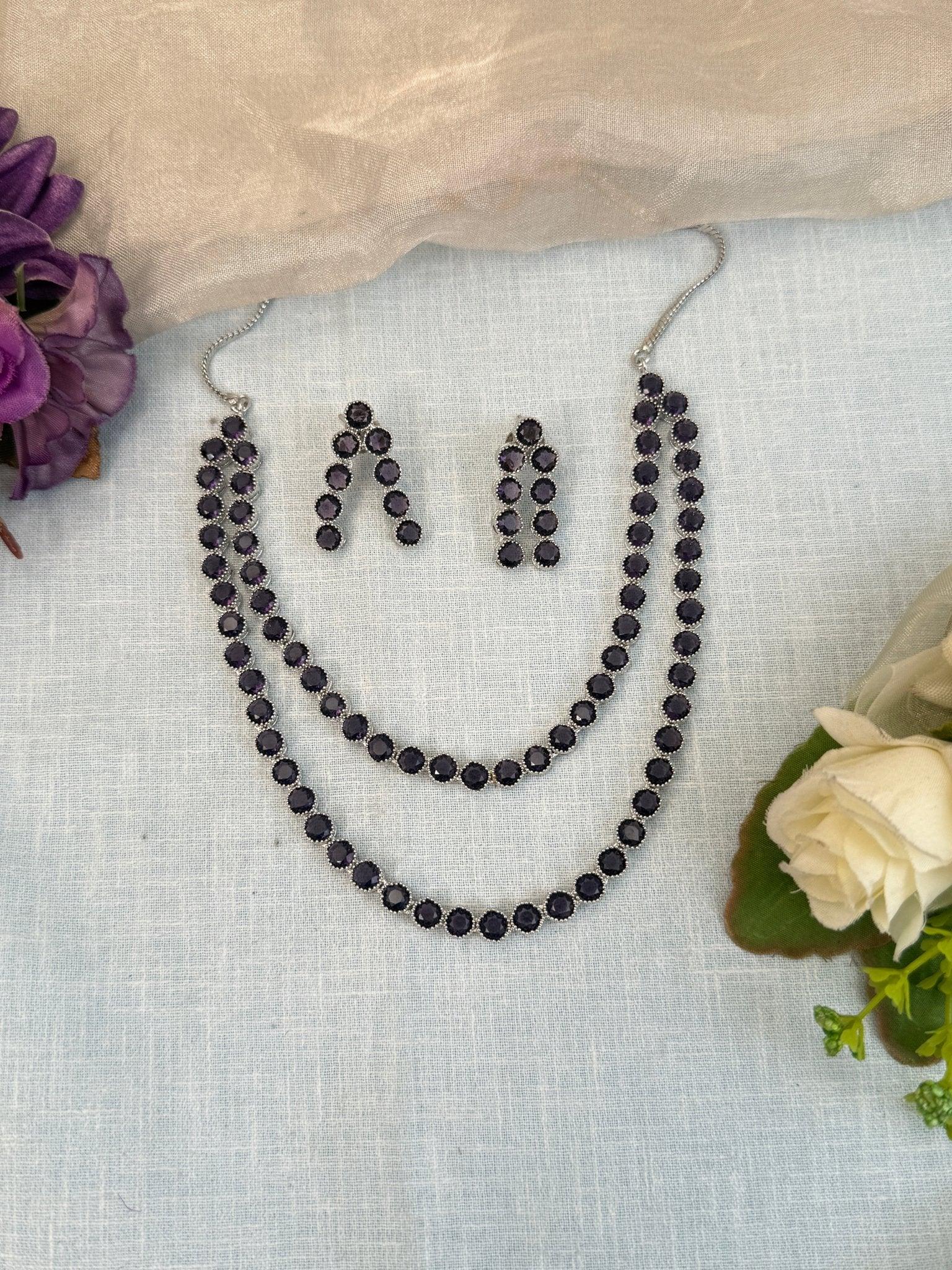 Designer Stone Short Necklace Set 523 - Mahilas
