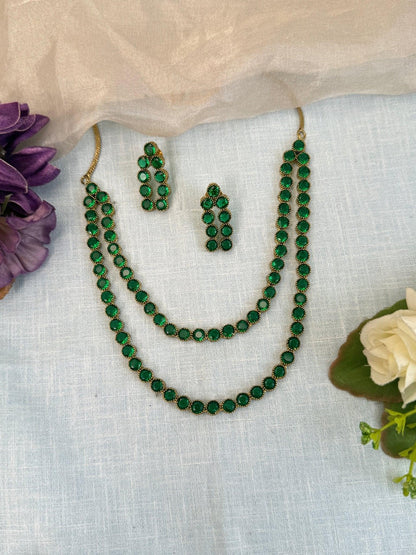 Designer Stone Short Necklace Set 524 - Mahilas
